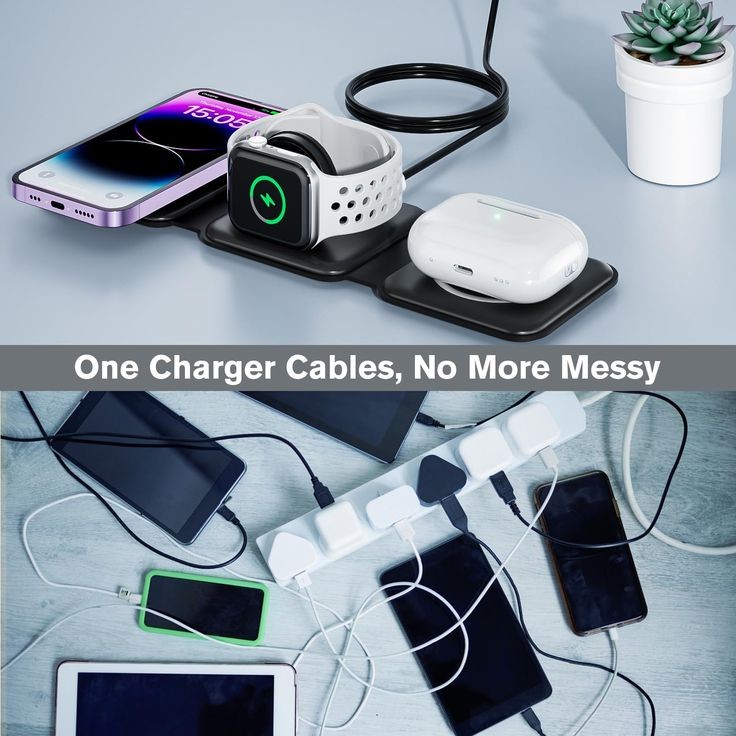 3 in 1 Magnetic Foldable MagSafe Wireless Charger for iPhone 16 to 12 Series