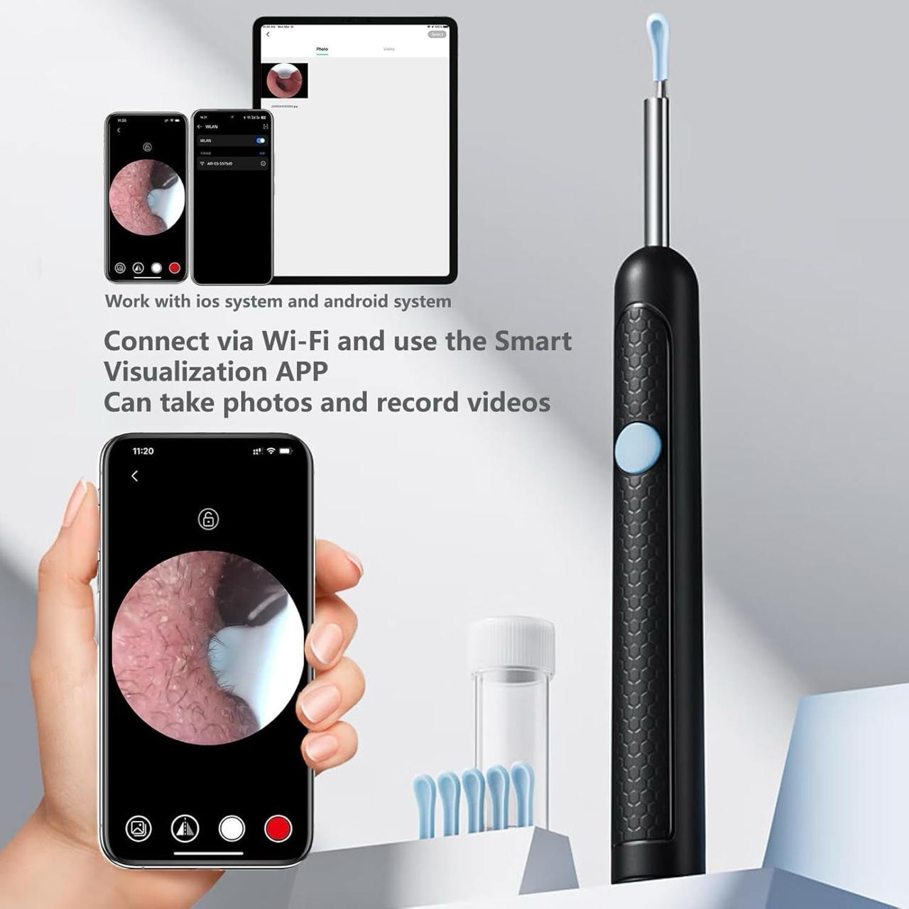 Ear Wax Removal, Ear Cleaner with Camera, Ear Wax Removal Kit with 1080P, Camera Otoscope with Light