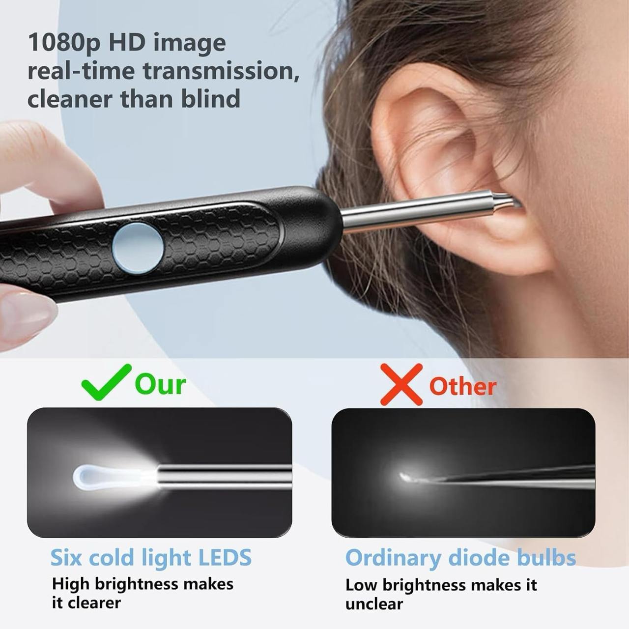 Ear Wax Removal, Ear Cleaner with Camera, Ear Wax Removal Kit with 1080P, Camera Otoscope with Light