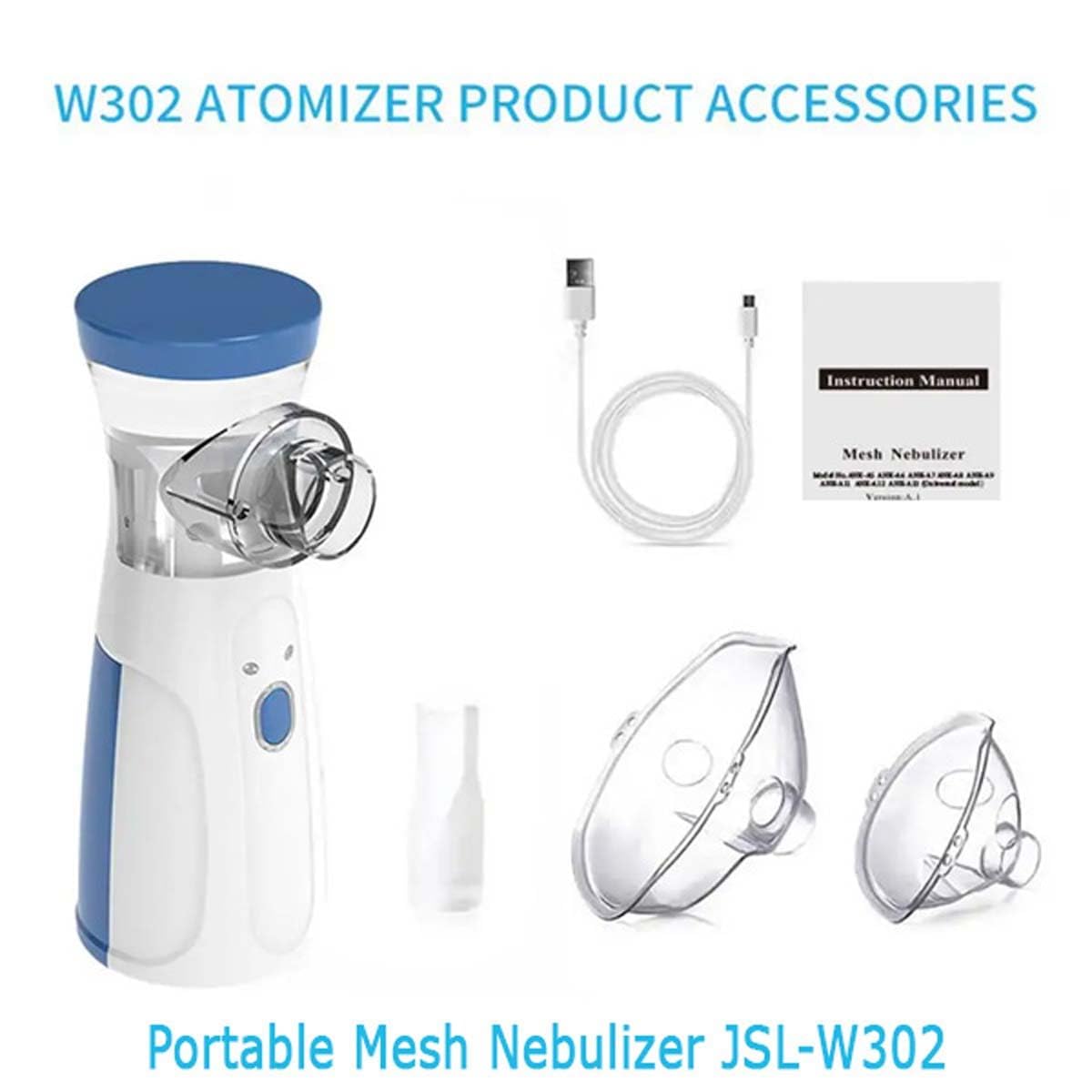 Portable Mesh Nebulizer for Adults & Kids, Handheld Nebuliser Machine with 1 Mouth piece - (White)
