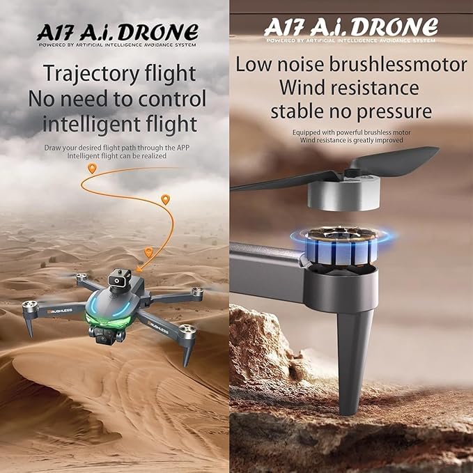 A17 Aerial Foldable HD Camera Drone | WiFi FPV Quadcopter with Optical Flow, Gesture Control