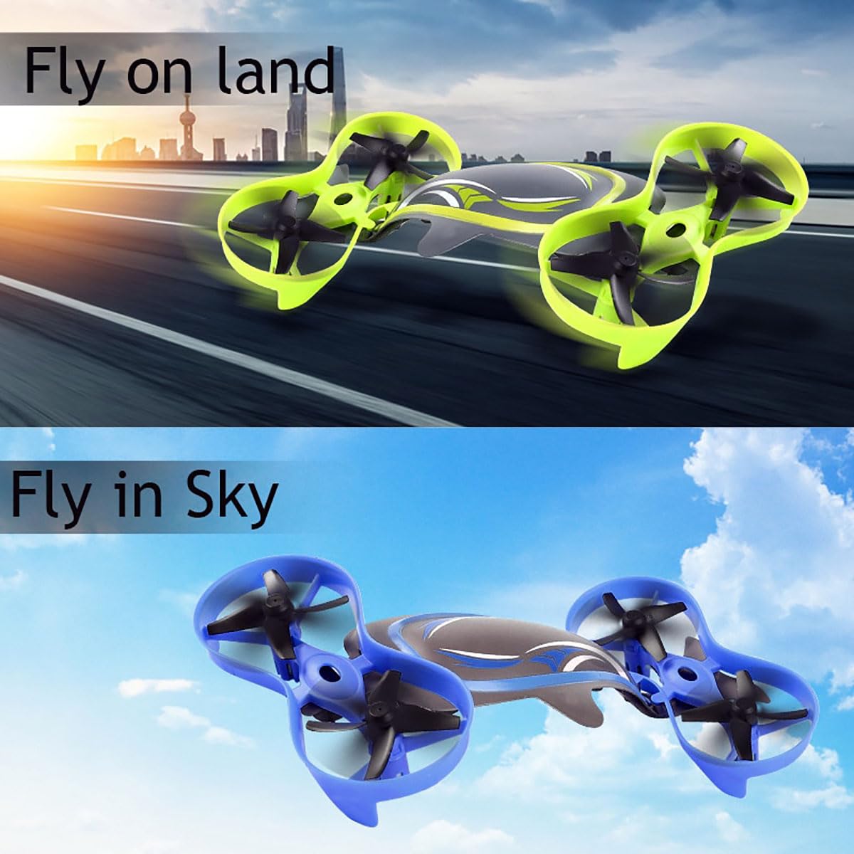 6 Channel Waterproof 2-in-1 Whale 6 Axis【Can swim in Water & Fly in Air】Quadcopter Drone【Pack of 1