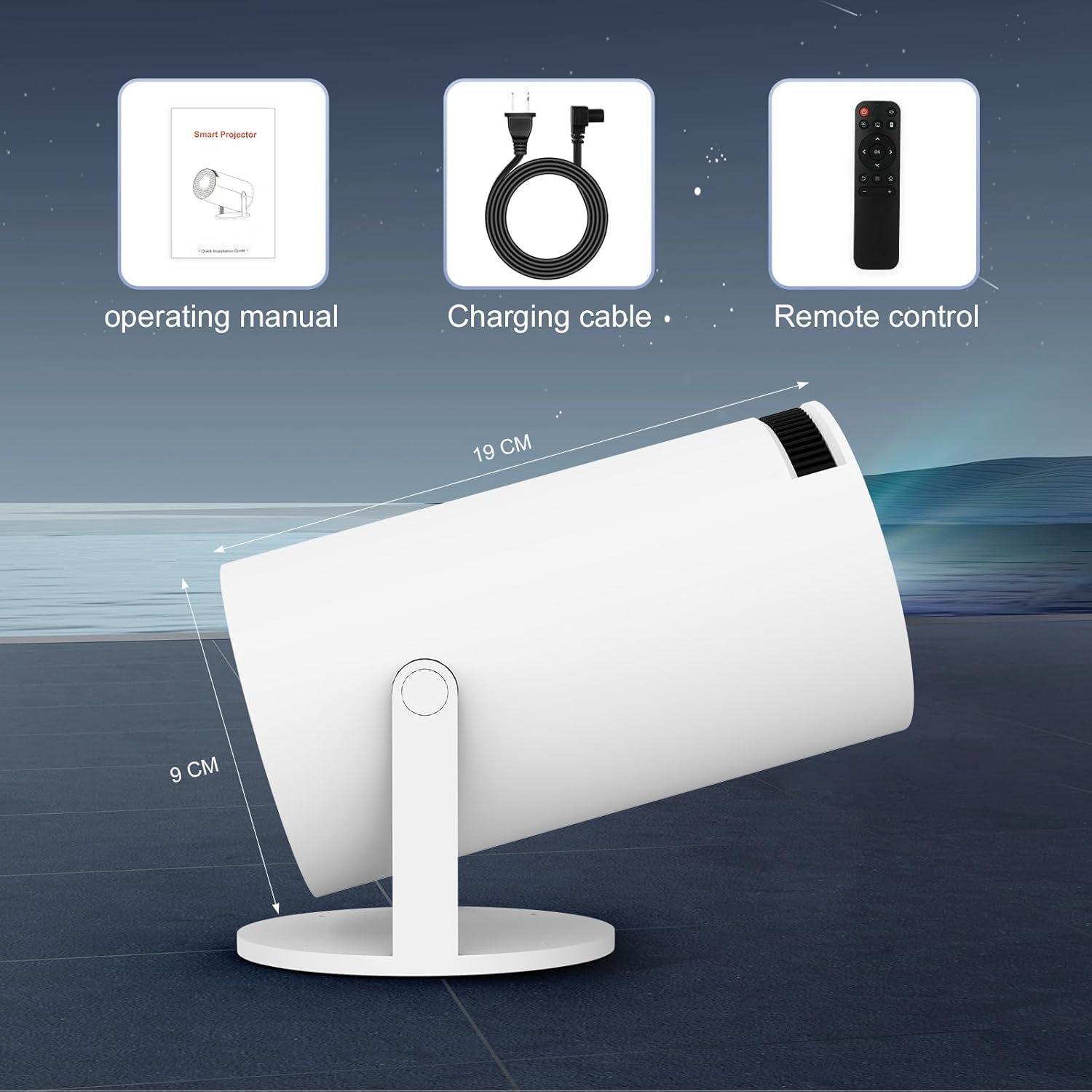 Portable Mini Projector, 1080P Full HD Projector, WiFi 5G BT 5.0, 180° Can Be Rotated, Android 11,