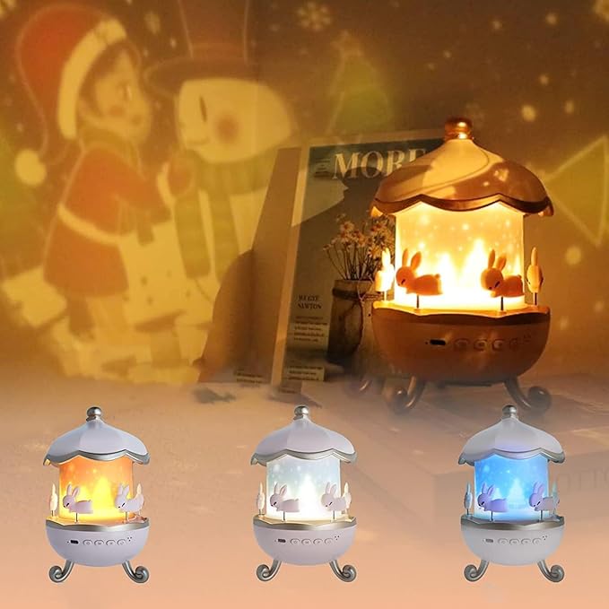 Bunny Night Light Cabin Projector Lamp 360° Rotatable LED Night Lamp for Kids Room Decor