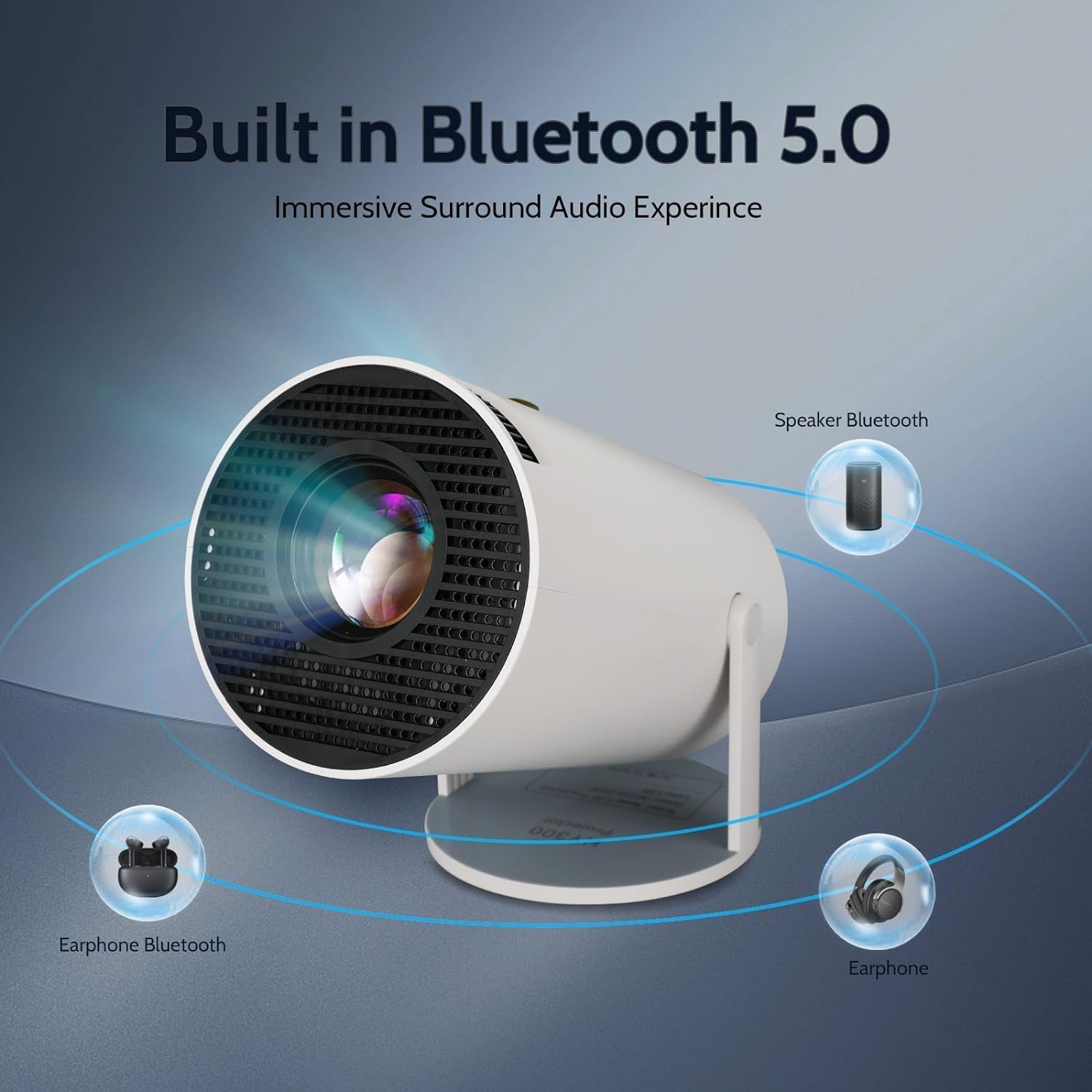 Portable Mini Projector, 1080P Full HD Projector, WiFi 5G BT 5.0, 180° Can Be Rotated, Android 11,