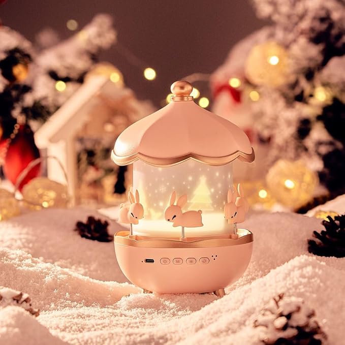 Bunny Night Light Cabin Projector Lamp 360° Rotatable LED Night Lamp for Kids Room Decor