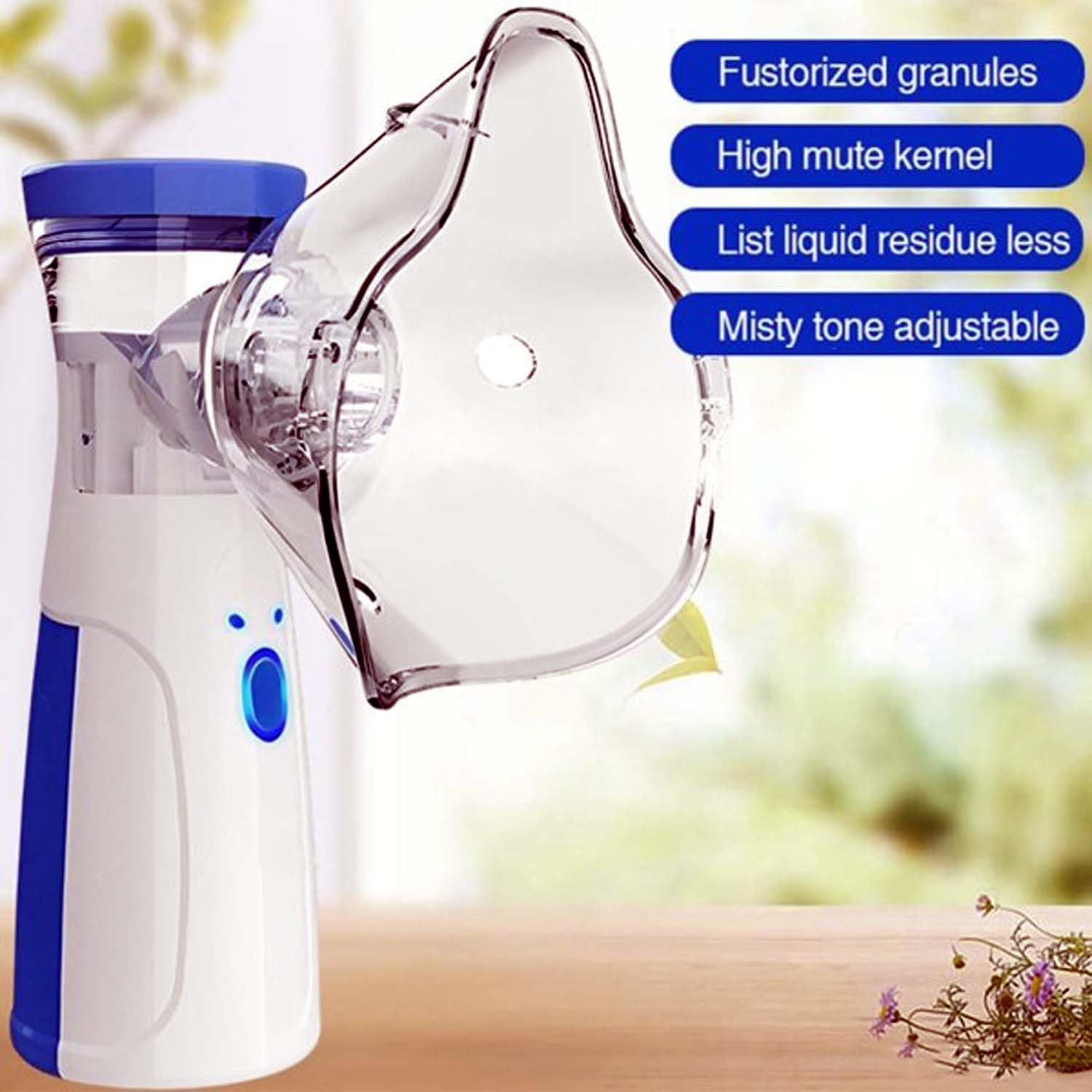 Portable Mesh Nebulizer for Adults & Kids, Handheld Nebuliser Machine with 1 Mouth piece - (White)