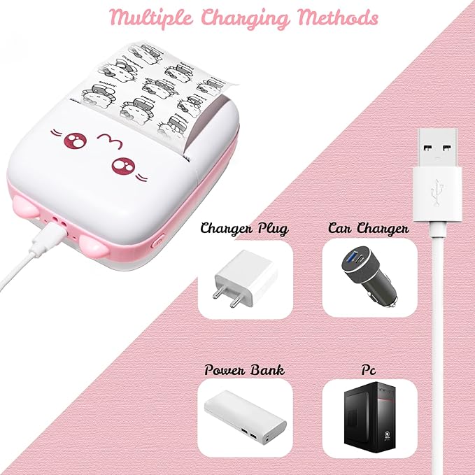 Mini Portable Thermal Printer – Bluetooth Wireless Photo & Label Printer for Kids with 1 Paper Roll
