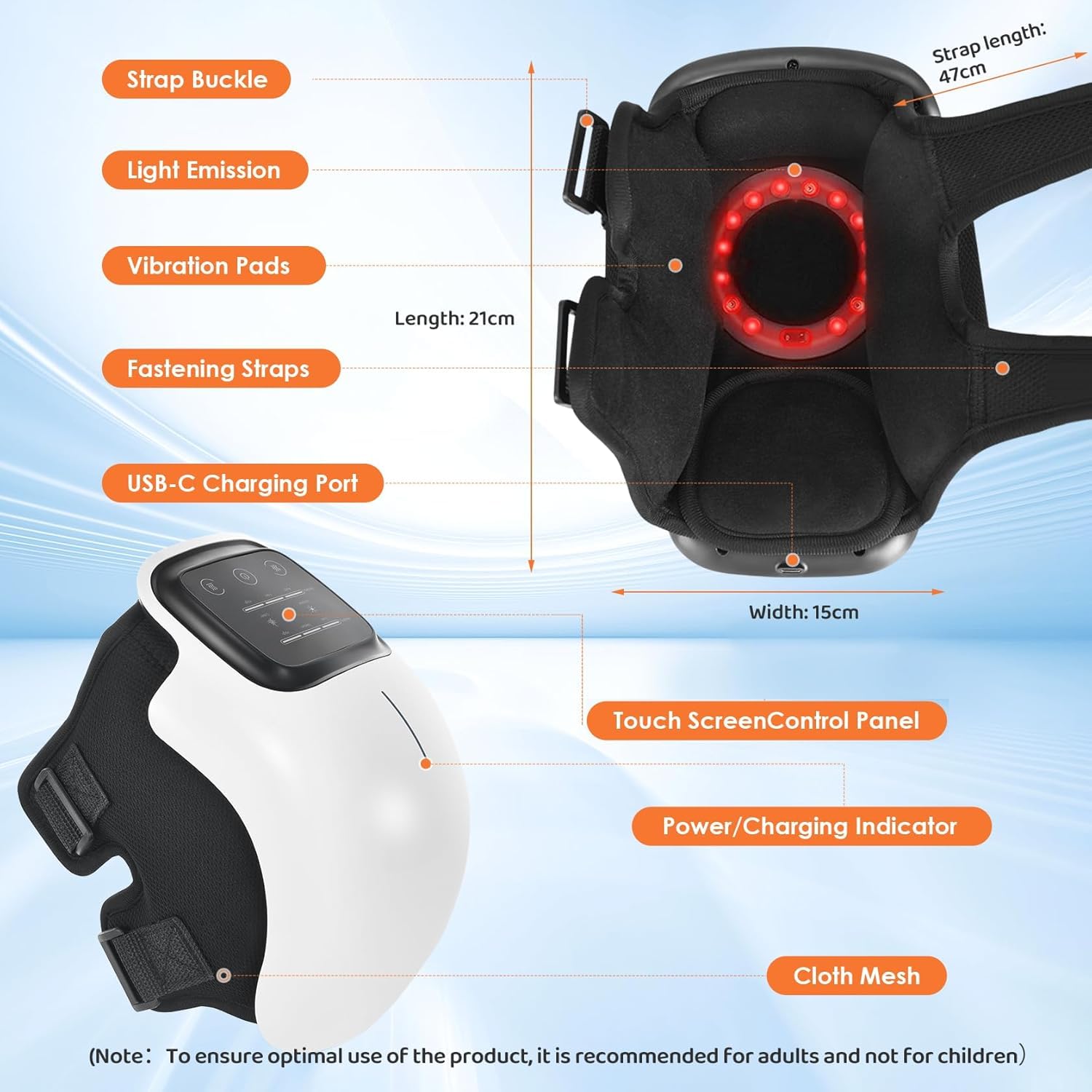 Knee Massager for Joint Pain Relief with Heat, Rechargeable Red Light Vibration Knee Machine