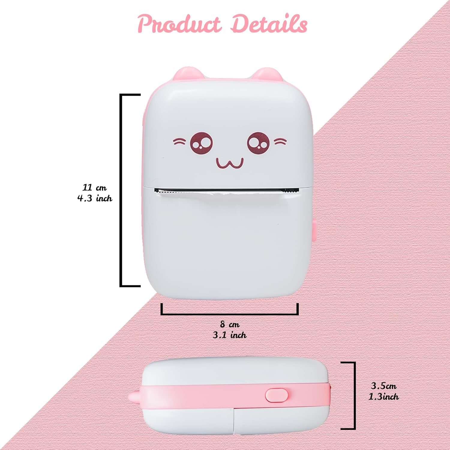 Mini Portable Thermal Printer – Bluetooth Wireless Photo & Label Printer for Kids with 1 Paper Roll