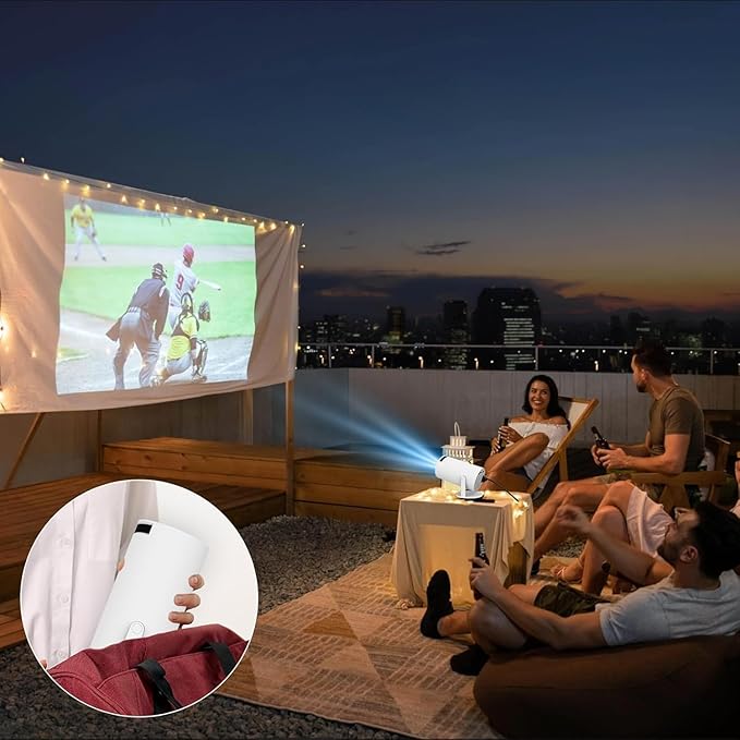 Portable Mini Projector, 1080P Full HD Projector, WiFi 5G BT 5.0, 180° Can Be Rotated, Android 11,
