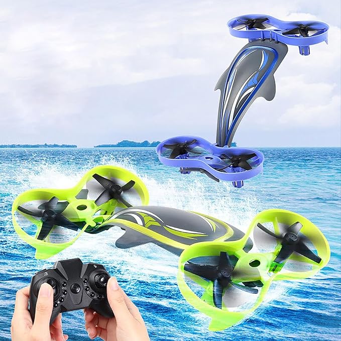 6 Channel Waterproof 2-in-1 Whale 6 Axis【Can swim in Water & Fly in Air】Quadcopter Drone【Pack of 1