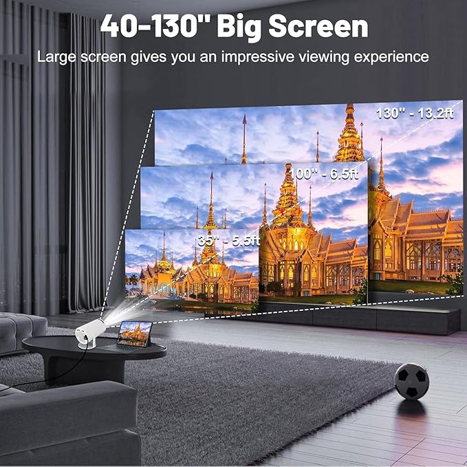Portable Mini Projector, 1080P Full HD Projector, WiFi 5G BT 5.0, 180° Can Be Rotated, Android 11,