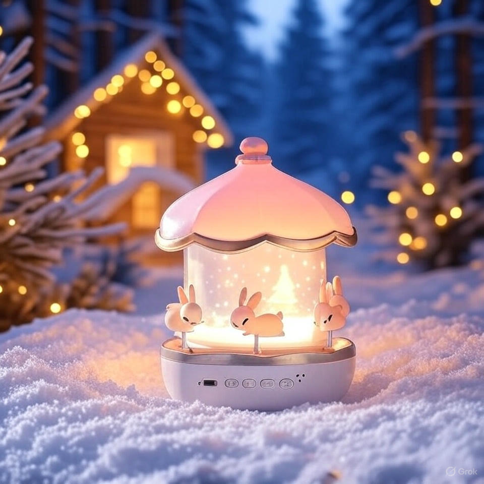 Bunny Night Light Cabin Projector Lamp 360° Rotatable LED Night Lamp for Kids Room Decor