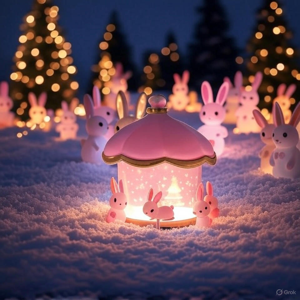 Bunny Night Light Cabin Projector Lamp 360° Rotatable LED Night Lamp for Kids Room Decor