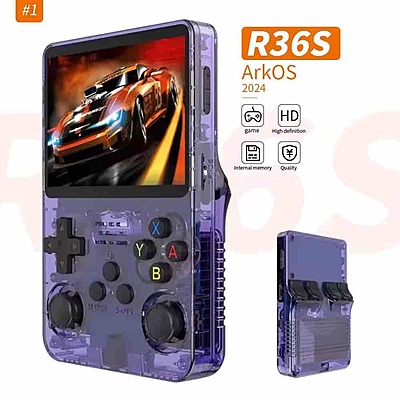 R36s Retro Handheld Game Console with 64G 3.5 Inch IPS Screen Built-in 20000+ Classic Games