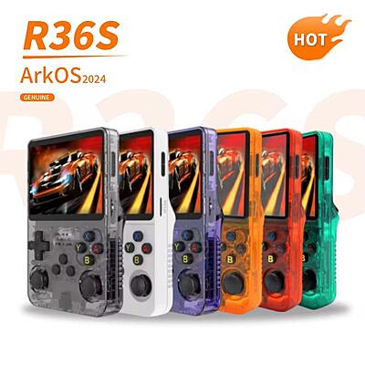 R36s Retro Handheld Game Console with 64G 3.5 Inch IPS Screen Built-in 20000+ Classic Games